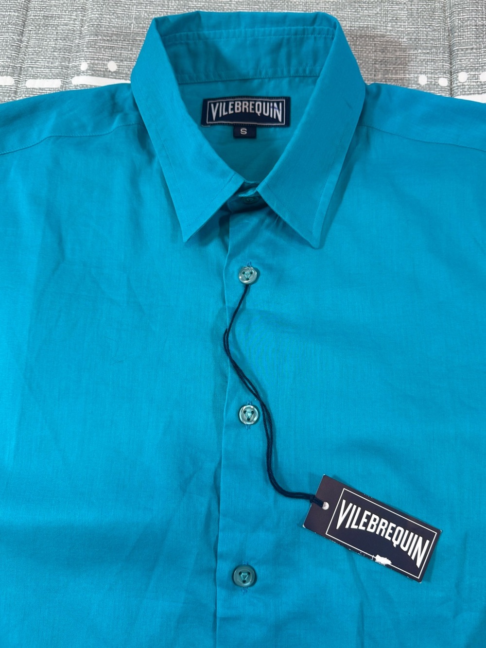 Vilebrequin Caracal Cotton Voile Shirt Azurin Blue Teal Small